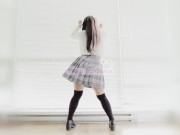Preview 3 of Cute School Uniform Girl Dancing MeMeMe Song and Turning Naked
