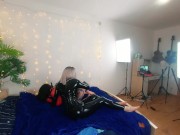 Preview 6 of Backstage of pretty lesbian fetish girls doing sex video. Positive Femdom, sex play, latex leather