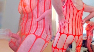 2-sides fuck in red fishnet - Kong to asshole & dick to Ice Lady - part1