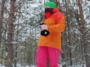 Preview 2 of Pervert LIKA LAX skis, pisses and fucks herself in the woods