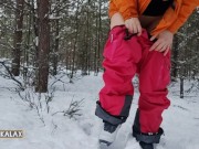 Preview 3 of Pervert LIKA LAX skis, pisses and fucks herself in the woods