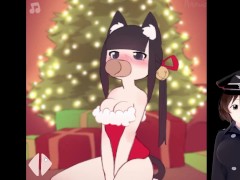 Recebendo um boquete da catgirl de natal