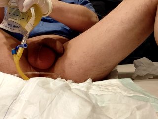 solo male, catheter, enema urine, fetish