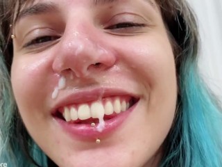 snot blowjob and cum on nose
