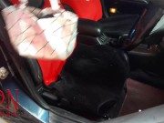 Preview 5 of A lady masturbates in a car in a parking lot Teasing a clit with a dildo