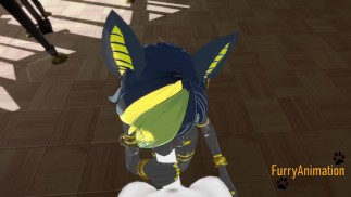 Пушистый Яой - Анубис делает минет Коню и кончает ему в рот