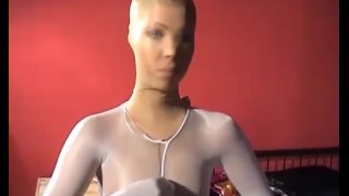Hot Babe's Body Full Encased In Nylon Pantyhose Masking - Shiny Spandex And Sexy Latex - Part 1