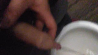 Hairy 20 y/o uncut cock pissing