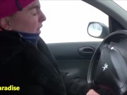 Preview 3 of 36 female sneezes in the snow whose several while driving a car