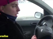 Preview 6 of 36 female sneezes in the snow whose several while driving a car