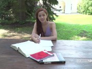 Preview 1 of POV Teen brunette Vanna Bardot fucked in the campus garden