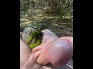 Big Hard Cock On A Rock - 9” hung and hairy dude Nude in Nature