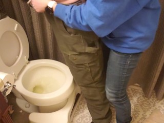  My girlfriend holds my dick and helps me pee pissing 