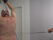 Preview 5 of Sexy blond Mistress Mercedes whip her fat small slave with whip, flogger and crop.