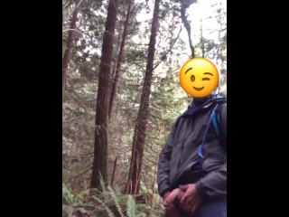 Young Guy Power Pissing on a Hike
