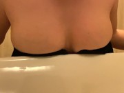 Preview 2 of Redhair girl is masturbating wet pussy in public toilet