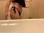 Preview 5 of Redhair girl is masturbating wet pussy in public toilet