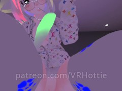 Nerdy Glasses Neko in Pajamas Strips Sits On Your Face in Bedroom Thigh High Popsicle POV Lap Dance