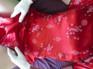 Cummybush gets sexy red dress covered in cum juices CFNM -40 year old PAWG gives hot white gloved HJ