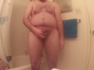 solo male, big cock, shower, jerking off