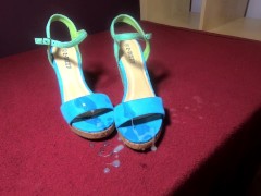 Creaming some baby blue wedge sandals - Screenshot 10 of 16 - High Heel Sandals