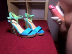 Creaming some baby blue wedge sandals - Screenshot 3 of 16 - Blue