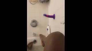 Bathtub foot job  dildo solo playtime