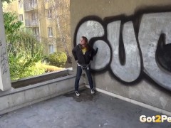 Naughty Brunette Makes Huge Puddle