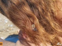 Video I make him cum while people walk by on the beach
