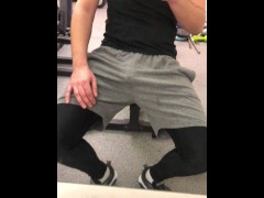 so damn HORNY ** good amount of CUM dripping down my COCK in a PUBLIC GYM **