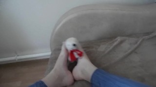 foot fetish with a toy