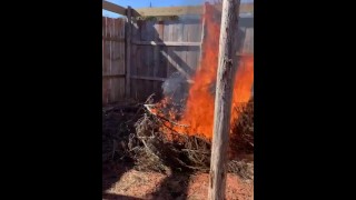 Burning a field before planting 