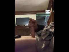 Big dick daddy cums hard while moaning