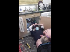 Mature Cheating Wife with Plumber. Footplay