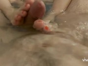 Preview 3 of Girlfriend petite feet footjob and masturbation resulting in creamy toes POV