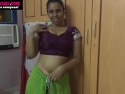 Preview 4 of Mumbai Maid Horny Lily Jerk Off Instruction In Sari In Clear Hindi Tamil and In Indian