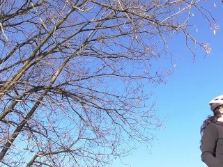 Femboy public orgasm in countryside almost caught by farm worker