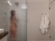 Preview 1 of Steamy Glass Shower: Hot Couple on Vacation