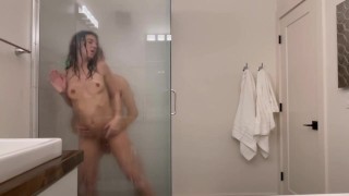 Steamy Glass Shower Vacationing Couple