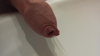 morning long foreskin pee closeup