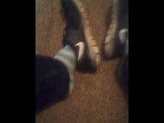 Dark Sneakers Shoes & Cute Striped Fuzzy Dirty Socks (No Audio)