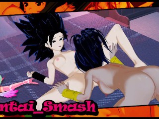 Saiyan лесбиянки Caulifla и Kale по очереди лижут киски - Dragon Ball Super Hentai.