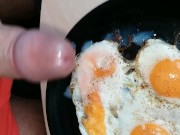 Preview 6 of Kozzy makes breakfast and cumming on food, tasty cum