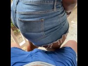 Preview 4 of Black girl with huge butt teasing white guy on porch!