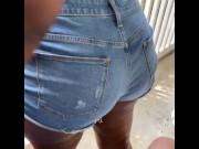 Preview 6 of Black girl with huge butt teasing white guy on porch!