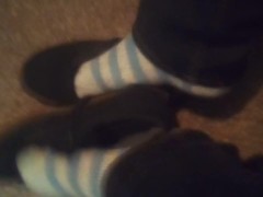 Black Dress Shoes & Cute Fuzzy Striped Dirty Socks (No Audio)
