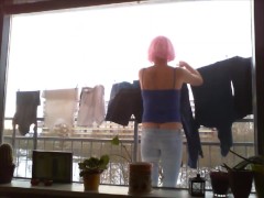 Anouk Tranny Slut - Hanging Laundry Outdoor