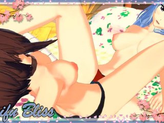 big boobs, exclusive, konosuba hentai, lesbians scissoring