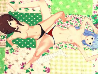 Aqua and Megumin rub their pussies and orgasm_together.