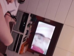 TGirl Lucy wanking her big hard cock